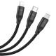Дата кабель Hoco U104 Ultra 6A 3in1 Lightning-MicroUSB-Type-C (1.2m) Чорний