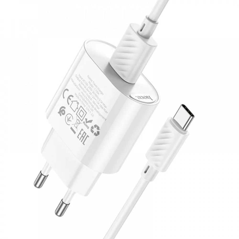 МЗП Hoco C109A Fighter QC3.0 18W (1USB-A) + кабель USB to Type-C White