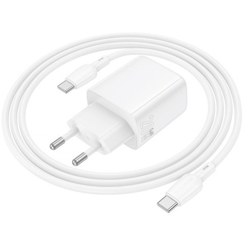 МЗП Borofone BN27 Fuente PD20W+QC3.0 (1USB-A/1C) + кабель Type-C to Type-C White