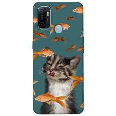 TPU чохол Demsky Cat with fish для Oppo A53 / A32 / A33