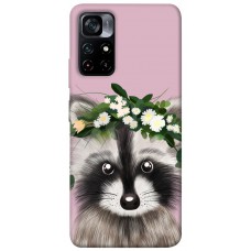 TPU чохол Demsky Raccoon in flowers для Xiaomi Poco M4 Pro 5G