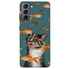 TPU чохол Demsky Cat with fish для Samsung Galaxy S21 FE