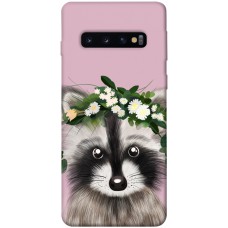 TPU чохол Demsky Raccoon in flowers для Samsung Galaxy S10