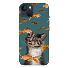 TPU чохол Demsky Cat with fish для Apple iPhone 13 (6.1")