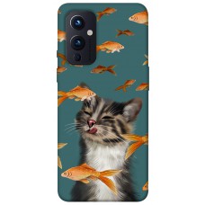 TPU чехол Demsky Cat with fish для OnePlus 9