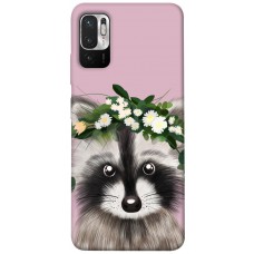 TPU чохол Demsky Raccoon in flowers для Xiaomi Redmi Note 10 5G