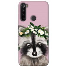 TPU чохол Demsky Raccoon in flowers для Xiaomi Redmi Note 8T