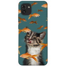 TPU чохол Demsky Cat with fish для Samsung Galaxy A03