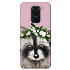 TPU чохол Demsky Raccoon in flowers для Xiaomi Redmi Note 9 / Redmi 10X