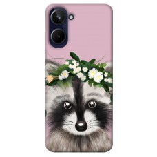 TPU чехол Demsky Raccoon in flowers для Realme 10 4G