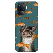 TPU чехол Demsky Cat with fish для Oppo Reno 5 Lite