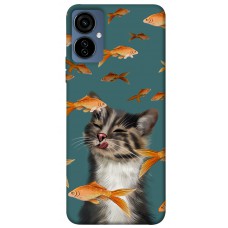 TPU чехол Demsky Cat with fish для TECNO Camon 19 Neo