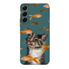 TPU чохол Demsky Cat with fish для Samsung Galaxy S22