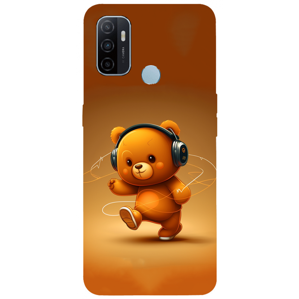 TPU чехол Demsky ведмежа меломан 3 (bear listening music) для Oppo A53 / A32 / A33