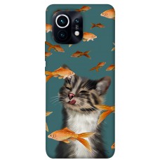 TPU чехол Demsky Cat with fish для Xiaomi Mi 11