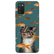 TPU чохол Demsky Cat with fish для Samsung Galaxy A03s