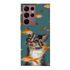 TPU чохол Demsky Cat with fish для Samsung Galaxy S22 Ultra