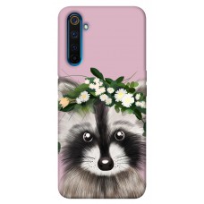 TPU чохол Demsky Raccoon in flowers для Realme 6 Pro