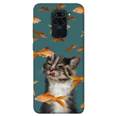 TPU чехол Demsky Cat with fish для Xiaomi Redmi Note 9 / Redmi 10X