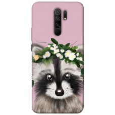 TPU чохол Demsky Raccoon in flowers для Xiaomi Redmi 9