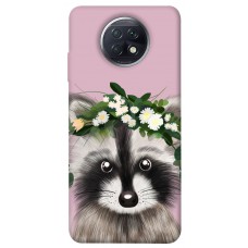 TPU чохол Demsky Raccoon in flowers для Xiaomi Redmi Note 9 5G / Note 9T