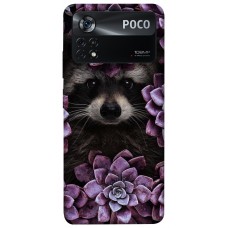 TPU чохол Demsky Енот в цветах для Xiaomi Poco X4 Pro 5G