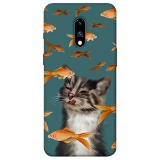 TPU чохол Demsky Cat with fish для OnePlus 7