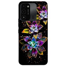 TPU чохол Demsky Flowers on black для TECNO Spark 8C