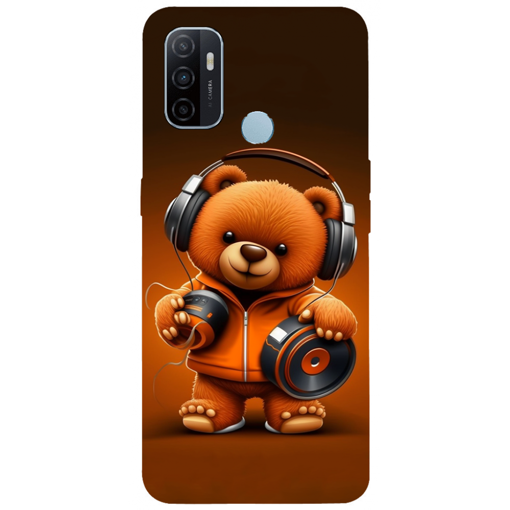 TPU чехол Demsky ведмежа меломан 2 (bear listening music) для Oppo A53 / A32 / A33