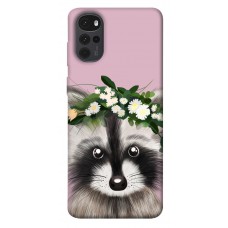 TPU чехол Demsky Raccoon in flowers для Motorola Moto G22