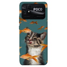 TPU чехол Demsky Cat with fish для Xiaomi Poco C40