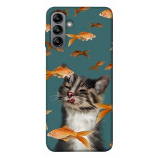 TPU чехол Demsky Cat with fish для Samsung Galaxy A04s