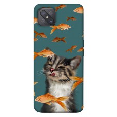 TPU чехол Demsky Cat with fish для Oppo A92s