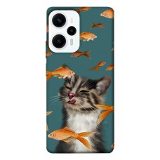 TPU чохол Demsky Cat with fish для Xiaomi Poco F5 Pro