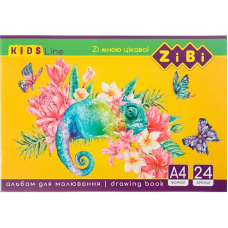 Альбом для малювання, а4, 24 листи, 120 г/м2, на скобі, kids line