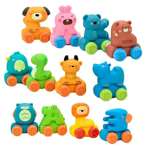 Машинка із гуми Кумедна англійська абетка, 624/26 шт. в коробці (В асортименті)