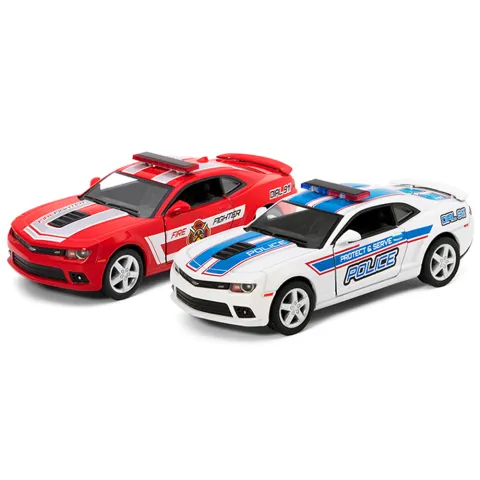 Металева інерційна легкова модель Chevrolet Camaro Police/Firefighter 5", відкриваються двері (В асортименті)