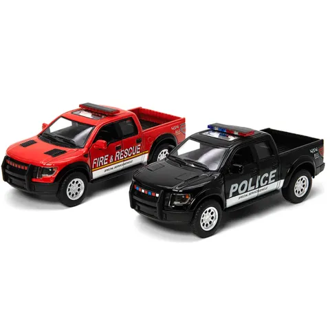 Металевий інерційний пікап Ford F-150 SVT Raptor Supercrew Police/Fire 5", відкриваються двері