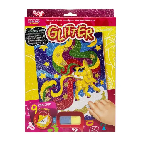 Набір для творчості, Розмальовка глітерними блискітками за номерами, міні, Danko Toys