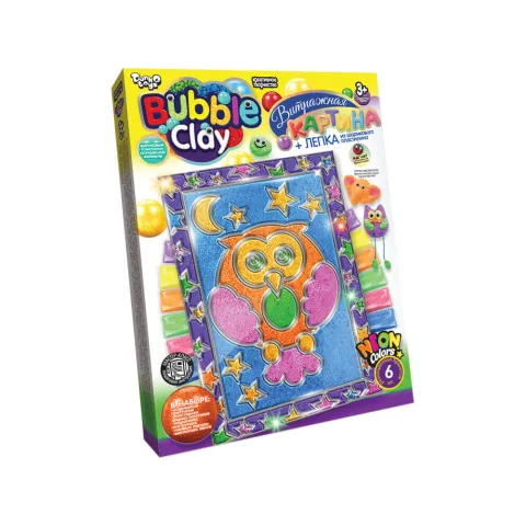 Набір креативної творчості Bubble Clay, вітражна картина (українською/російською), Danko Toys