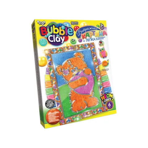 Набір креативної творчості Bubble Clay, вітражна картина (українською/російською), Danko Toys