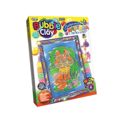 Набір креативної творчості Bubble Clay, вітражна картина (українською/російською), Danko Toys