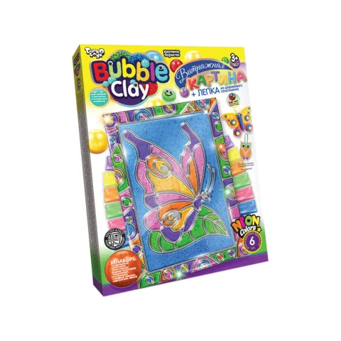 Набір креативної творчості Bubble Clay, вітражна картина (українською/російською), Danko Toys
