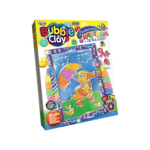 Набір креативної творчості Bubble Clay, вітражна картина (українською/російською), Danko Toys