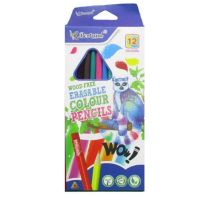 Олівці пластикові Звірі, Птахи, 12 кольорів, трикутний корпус, з гумкою (В асортименті)