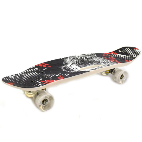 Скейт пенні борд круїзер із ручкою Best Board, PU колеса, що світяться, дошка 65 см, C40311 (В асортименті)