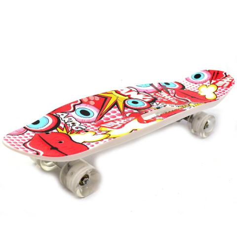 Скейт пенні борд круїзер із ручкою Best Board, PU колеса, що світяться, дошка 65 см, C40311 (В асортименті)