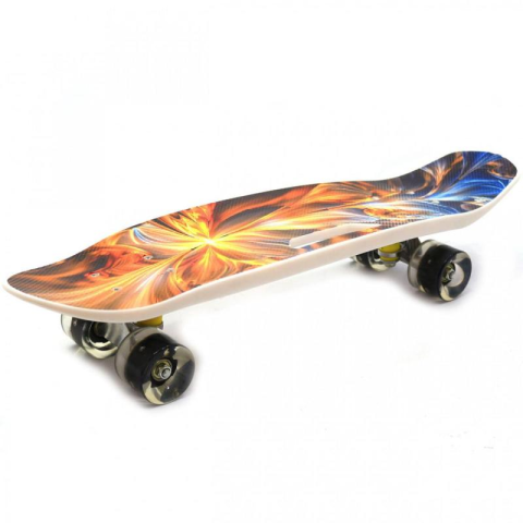 Скейт пенні борд круїзер із ручкою Best Board, PU колеса, що світяться, дошка 65 см, C40311 (В асортименті)