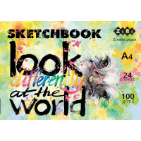 Скетчбук Art Line А4, 24 аркуші, клеєний, білий блок 100 г/м² (В асортименті)