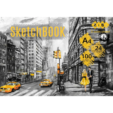 Скетчбук Art Line А4, 24 аркуші, клеєний, білий блок 100 г/м² (В асортименті)